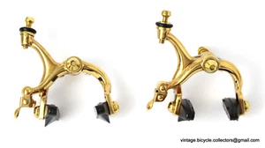 CAMPAGNOLO TRIOMPHE 80s Brake Calipers GOLD PLATED for Vintage Eroica Race Bike - Picture 1 of 8