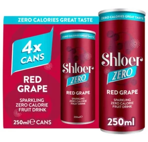 Shloer Zero Calorie Sparkling Red Grape Juice Drink 4 x 250ml - Picture 1 of 1
