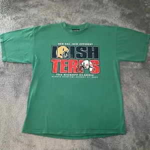 VTG Notre Dame Fighting Irish Shirt Men XL Green Short Sleeve USA Made JanSport - Picture 1 of 14