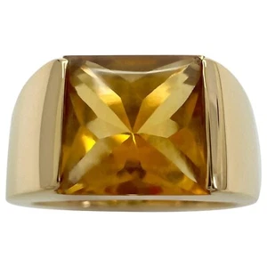 Cartier Rare Vintage Orange Citrine 18k Yellow Gold Tank Band Solo Ring 51 - Picture 1 of 12