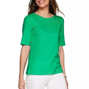 Croft & Barrow Damen Jakobsmuschel Ösen Top Jade - Bild 1 von 2