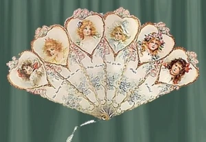 VICTORIAN BIRTHDAY GIRLS Fan Greeting Card! - Picture 1 of 1