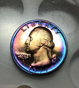 1977 S Proof Washington Quarter  Rainbow Toned - Picture 1 of 2