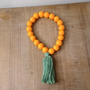 Orange Holz Perlen Girlande Tier Tablett Bauernhaus Deko - Frühling Ostern Tür - Bild 1 von 5
