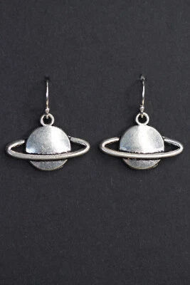 Серьги-подвески Saturn Planet из стерлингового серебра 925 пробы крючки оловянные подвески 1 дюйм планеты - Изображение 1 из 4