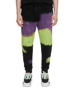 Eleven Paris Men's Cotton Fleece Jogger Sweatpants, Black Multi Tie-Dye, XXL - Picture 1 of 3