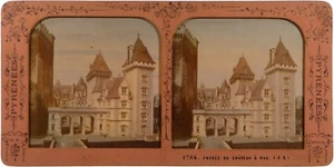 Pau.Pyrénées.Eingang zum Schloss.Stoff.Stereo-Fotoalbum polyramisch.B.K Pho - Bild 1 von 4