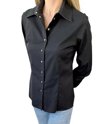 Blusa CELINE Vintage Logotipo Macadam Camisa Preta #38 Preta Prata Algodão - Imagem 1 de 4