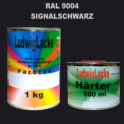RAL 9004 Signalschwarz 1,5 kg SET Matt Lack & Härter Acryllack unverdünnt - Bild 1 von 4