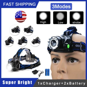 Super Bright LED Camping Headlamp Rechargeable Headlight Head Torch Waterproof - Picture 1 of 17