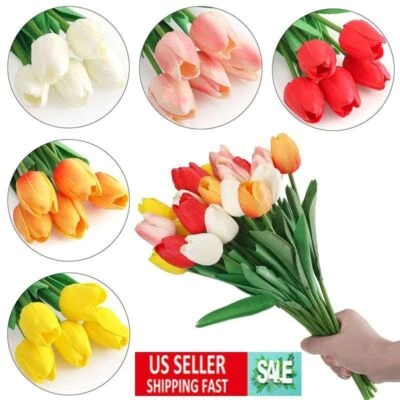 5 10 25Pcs Real Touch Artificial Tulips Bridal Home Wedding Party Festival Decor - Image 1 of 4