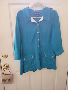 Ladies Turquoise Jacket, sz XL, by Susan Graver Style - Picture 1 of 3