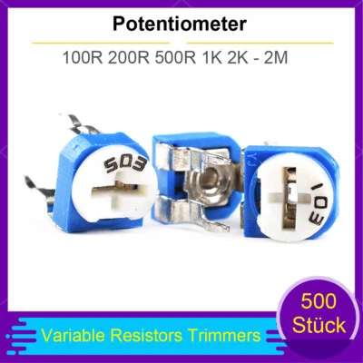 500 Stück Potentiometer Poti RM065 Carbon Film Trimpot Horizontal 100 - 1MOhm - Bild 1 von 4