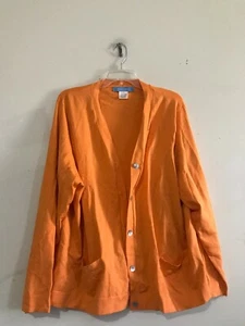 Elizabeth James Plus Size 2X Silk Blend Orange Cardigan Sweater Top Blouse Women - Picture 1 of 7