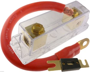 (1) 30 AMP ANL Fuse & (1) Inline Fuseholder Battery Install Kit 1/0 Gauge 1FT - Picture 1 of 7