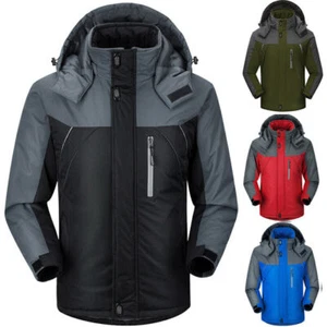 Mens Warm Fleece Jacket Waterproof Winter Coats Lining Thick Mountain Jackets UK - Picture 1 of 19
