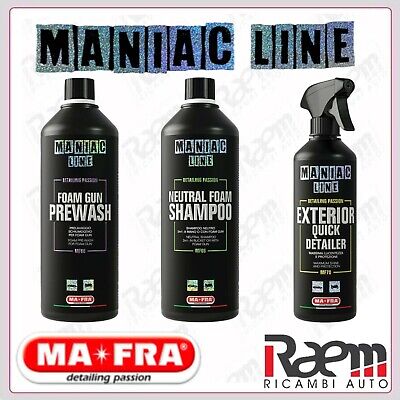 Kit 3pz Maniac Line Mafra Lavaggio Auto Prelavaggio + Shampoo + Effetto Gloss • 39.99€