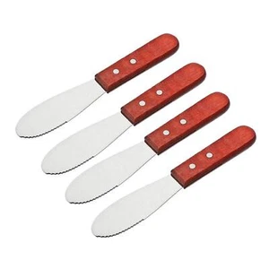 4Pack 8 Inch Straight Edge Wide Butter Spreader Kitchen Tools w/ Wooden Handle - Picture 1 of 6