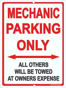 Letrero mecánico solo estacionamiento 9"x12" metal mecánica taller garaje letreros - Imagen 1 de 3