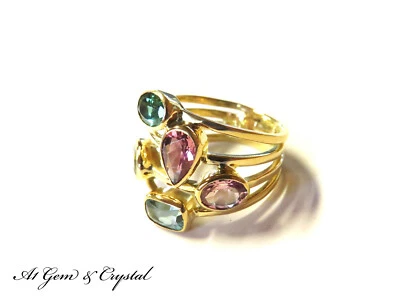 Genuine 18K Gold Multi-Color Tourmaline Gemstone Ring - 45.8ct - Image 1 of 2