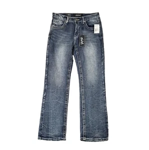 True Luck jeans men's 32x32 relaxed bootcut blue denim pants Y2K NEW - Picture 1 of 12