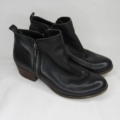 Lucky Brand Black Leather BASEL Heeled Ankle Boot Bootie Women's 7 - Image 1 of 4