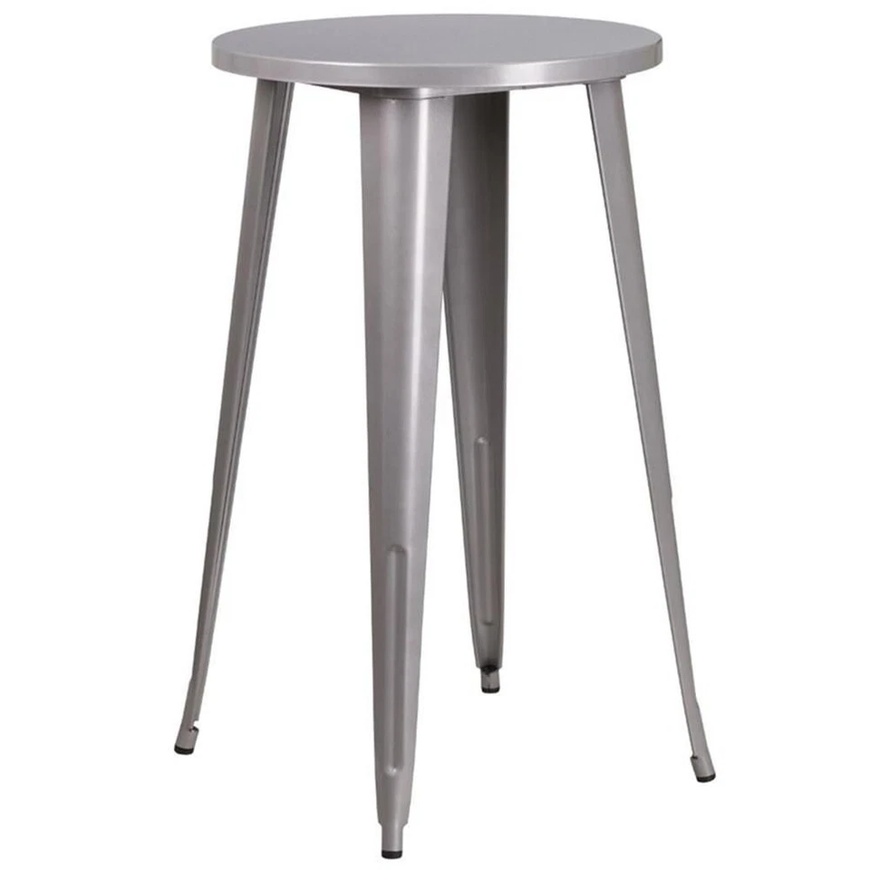 Mesa de bar redonda de metal Flash Furniture de 24" en plata Foto 1 de 1
