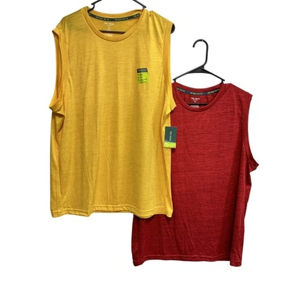 Camisa Tek Gear Para Hombres XL Lote De 2 Amarilla Roja Seca Tek Sin Mangas Absorbente UPF 25+ Foto 1 de 4