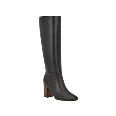 Botas para mujer Calvin Klein Arista de cuero punta cuadrada - negras, talla 6M Foto 1 de 4