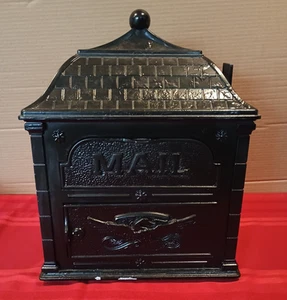 Gaines Victorian Pedestal Wall Mount Mailbox Eagle Design Black/Nickel Used - Picture 1 of 15