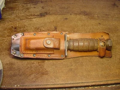 Ontario 1-86 Pilot Survival Knife w/Leather Sheath  & Sharping Stone Made in USA - Image 1 of 4