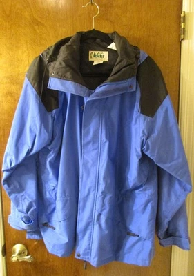 Chaqueta impermeable forrada REI para hombre GORE-TEX azul/negro con capucha talla XL, personalizada Foto 1 de 4
