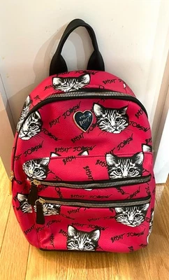 Mochila Betsey Johnson Rosa Caliente Gato/Gatito Gato Floral Interior Foto 1 de 4