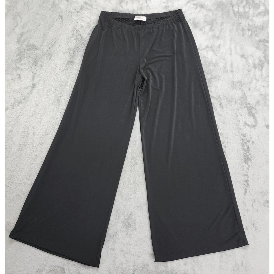 Vintage Allison Brittney Pants Womens M Black Wide Leg Palazzo Pull On Stretch - Image 1 of 4
