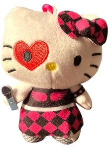 Sanrio Hello Kitty Peluche Colgador 4.5 Pulgadas Llavero Actividad Rockstar NUEVO - Imagen 1 de 4
