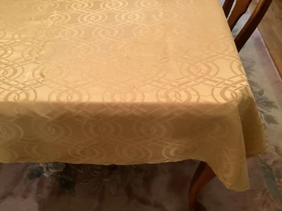 60" X 82" Tablecloth Rectangular Gold on Gold Geometric Print 100% Polyester - Image 1 of 4