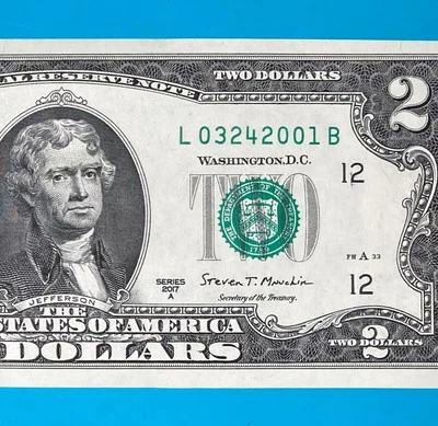 March 24, 2001 (L 03242001 B) BIRTHDAY Note $2 Two Dollar Bill *UNC* - Image 1 of 4