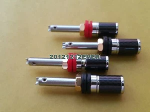 4 Stck. Kupfer Rhodiniert Lautsprecher AMP Terminal Polklemme Kohlefaser - Bild 1 von 8