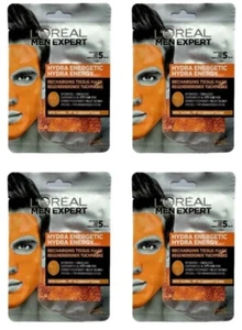 4 x Sachets L'Oreal Men Expert Hydra Energetic Tissue Mask. With Taurine. - Picture 1 of 1