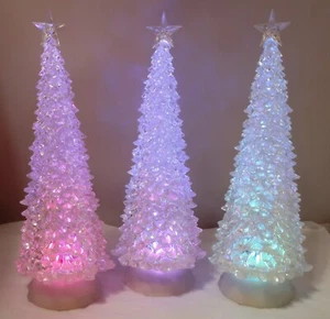 14" Farbwechsel LED Acryl Weihnachtsbäume 3er Set mit Stern Top mattierter Fuß - Bild 1 von 9