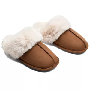 Women Home Slippers Faux Fur Lightweight Warm Fuzzy Fluffy Bedroom Slippers - Picture 1 of 38