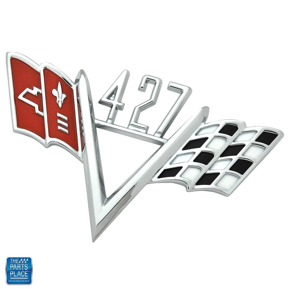Universal Chevrolet 427 Cross Flag Emblem - Image 1 of 1