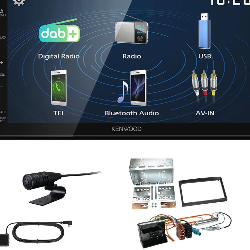 Kenwood DMX129DAB Autoradio für Peugeot 207 ab 2005 schwarz ohne Canbus