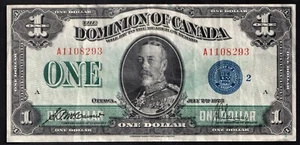 Dominion Of Canada 1923 $1 One Dollar Banknote McCavour - Saunders Blue Seal - Picture 1 of 2