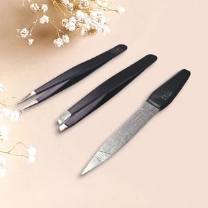 3 In 1 Kit Schwarz / 2x Pinzette profi | Nagel Foiler Stainless Steel - Bild 1 von 3
