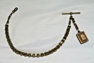 Mourning locket Antique Watch Chain Scarce Octagon Link 12" Graduated fob - Picture 1 of 10