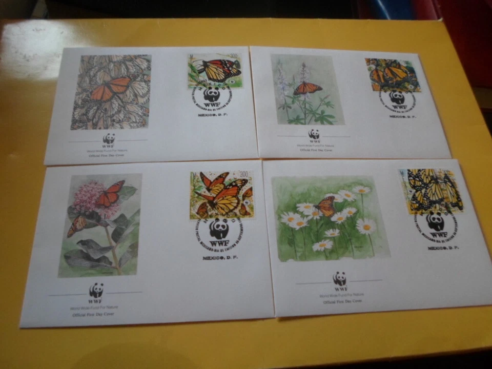Mexico 1988 WWF Butterflies Monarch Butterfly 4 FDC First Day Covers - Image 1 of 1