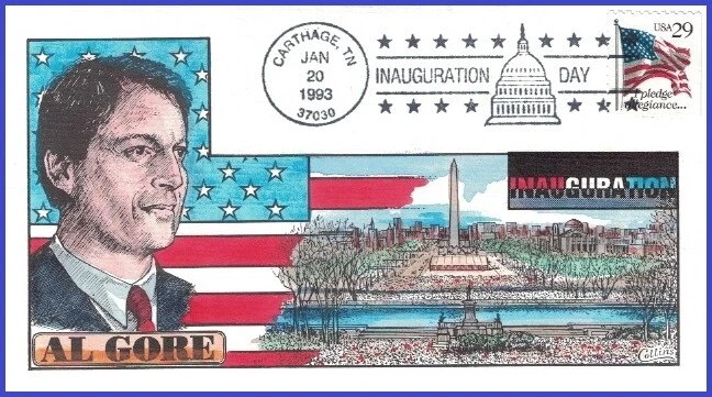 USA1 #IN34 U/A COLLINS HAND PAINTED 2 FDC   Inauguration Clinton 1st Term 1993 - Image 1 of 1