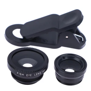 3in1 Fisheye Phone Lens 0.65X Wide Angle Zoom Fish Eye Macro Lenses Camera Kits - Zdjęcie 1 z 12