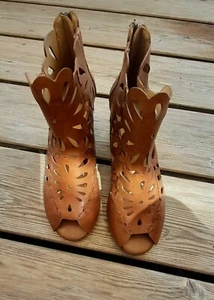 neue Gerry Weber Leder Peep Toe, Stiefelette Cut out, Gr. 38, Cog - Bild 1 von 5